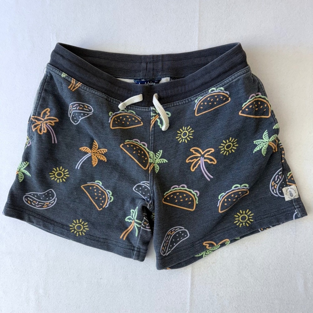 Chubbies Mens Medium Lounge Shorts Gray Taco Palm Tree Neon Print 5‎ Inch Inseam
